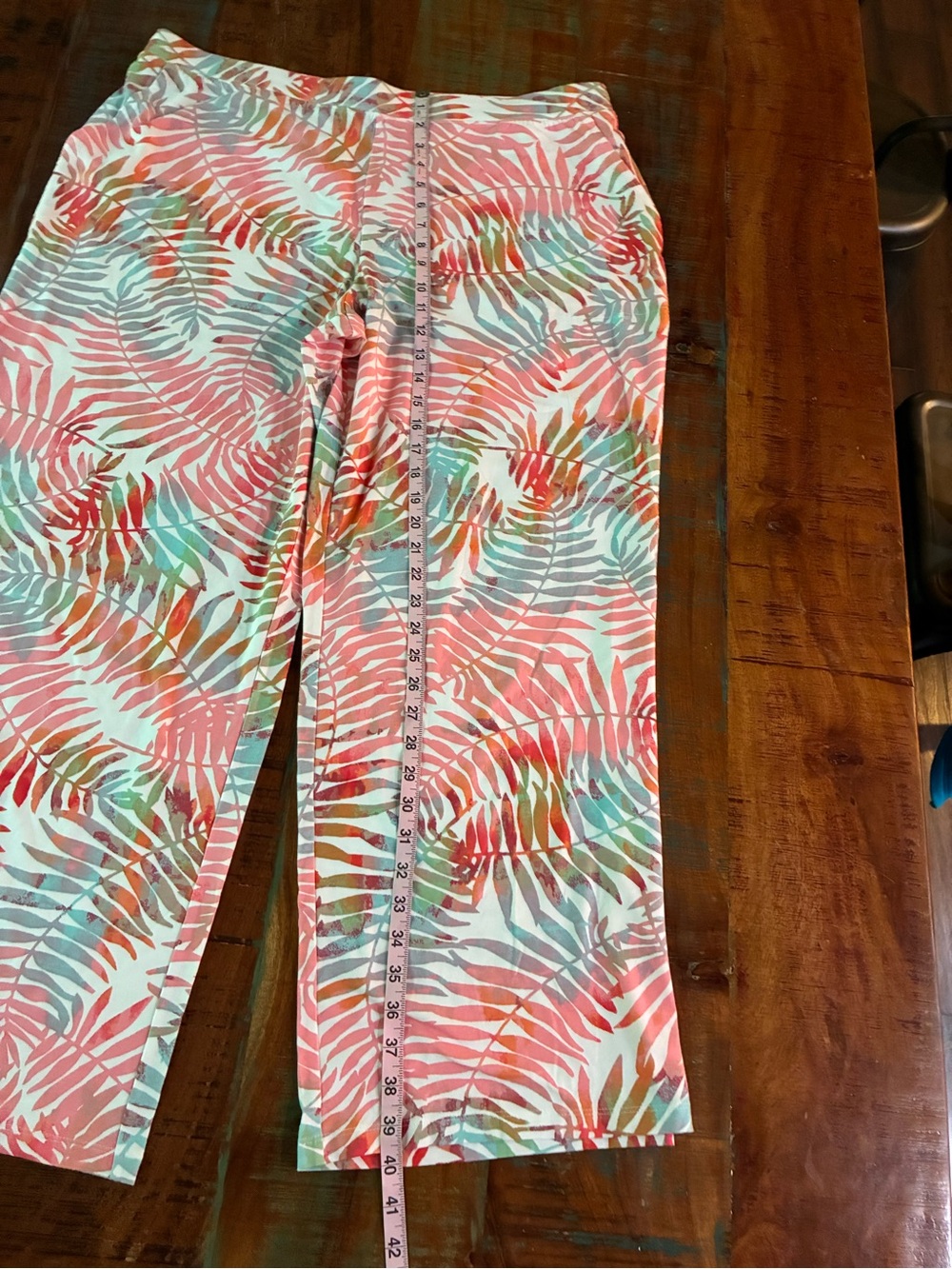 d&co. Beach XL Tropical Palm Print Wide Leg Resort Pants - Picture 3 of 8